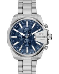 DIESEL - Mega Chief Slim Quartz Chronograph Silver Stainless Steel Watch 48mm - Lyst