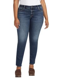 Silver Jeans Co. - Plus Size Elyse Mid Rise Comfort Fit Straight Leg Jeans - Lyst