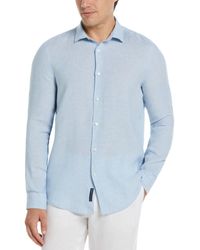Perry Ellis - Solid Long Sleeve Linen Button-front Shirt - Lyst