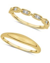And Now This - Cubic Zirconia 18k Gold Plated Duo Stack Ring Set - Lyst