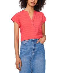 Vince Camuto - Textured Split-neck Cap Sleeve Top - Lyst