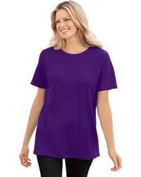 Woman Within - Plus Size Within Waffle Thermal Satin Trim Tee - Lyst