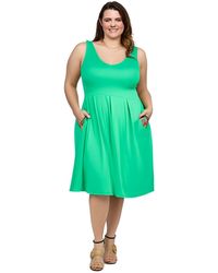 24seven Comfort Apparel - Plus Size Sleeveless Midi Fit And Flare Pocket Dress - Lyst