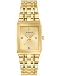 Bulova - Futuro Diamond-accent Gold-tone Stainless Steel Bracelet Watch 20.5x31.5mm - Lyst