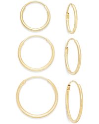 Macy's - Polished Hoop Earring Set Ion 10k Gold - Lyst