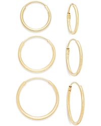 Macy's - Polished Hoop Earring Set Ion 10k Gold - Lyst