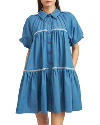 En Saison - Tara Puff-sleeve Babydoll Shirtdress - Lyst
