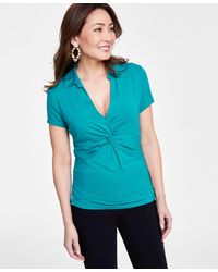 INC International Concepts - Collared Twist-front Top - Lyst