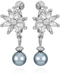 Tahari - Tone Imitation Glass Pearl Flower Stud Dangle Charm Earrings - Lyst