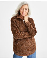 Style & Co. - Petite Leopard-print Sherpa Pullover - Lyst