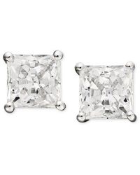 Arabella - Cubic Zirconia Princess Stud Earrings Collection In 14k White Gold - Lyst