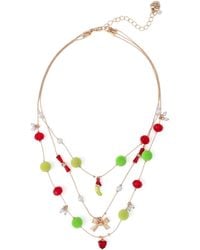 Betsey Johnson - Faux Stone Santa Baby Pickle Layered Necklace - Lyst