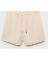 Mango - Straight-fit Drawstring Linen Shorts - Lyst