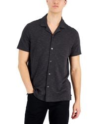 Alfani - Slub Pique Textured Short-sleeve Camp Collar Shirt - Lyst