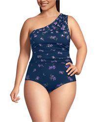 Lands' End - Ruched One Shoulder Midkini Top - Lyst