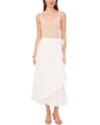 Vince Camuto - Solid Ruffled Wrap Midi Skirt - Lyst