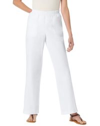 Woman Within - Petite Within Fineline Stretch Denim Wide-leg Pull-on Jeans - Lyst