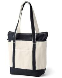 Lands' End - Medium 5 Pocket Zip Top Long Handle Canvas Tote Bag - Lyst