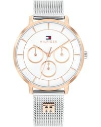 Tommy Hilfiger - Multifunction Two Tone Stainless Steel Mesh Bracelet Watch - Lyst