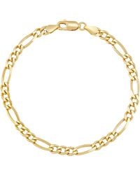Italian Silver - Solid Figaro Chain Bracelet - Lyst
