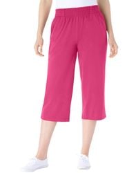 Woman Within - Within Elastic-waist Pull-on Knit Pocket Capri Pants - Lyst