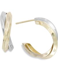 Macy's - Two-tone X-hoop Earrings In 10k Gold - Lyst