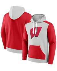 Fanatics - Gray/red Wisconsin Badgers Primary Arctic Pullover Hoodie - Lyst