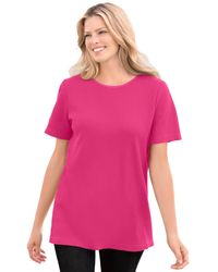 Woman Within - Plus Size Within Waffle Thermal Satin Trim Tee - Lyst
