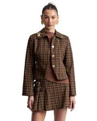 Avec Les Filles - Slim Spread Collar Jacket Belted Mini Skort - Lyst