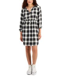 Style & Co. Petite Plaid-print Shirt Dress, Created For Macy's - Black