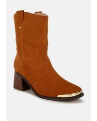 Rag & Co - Emberly Suede Square Toe Ankle Boots - Lyst