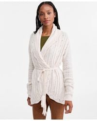 And Now This - Petite Tie-waist Pointelle Cardigan - Lyst