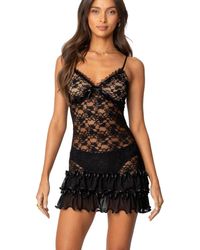 Edikted - Luciane Lacey Mesh Mini Dress - Lyst