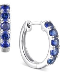 Macy's - Lab Grown Sapphire Five Stone Small Hoop Earrings (5/8 Ct. T.w. - Lyst