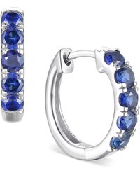 Macy's - Lab Grown Sapphire Five Stone Small Hoop Earrings (5/8 Ct. T.w. - Lyst