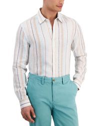 Club Room - Dart Stripe Linen Long-sleeve Shirt - Lyst