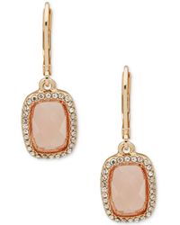 Anne Klein - Gold-tone Pave & Stone Drop Earrings - Lyst