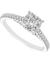 Macy's - Diamond Square Halo Engagement Ring (1/2 Ct. T.w. - Lyst