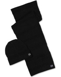 Calvin Klein - Mixed Stripe Scarf & Beanie Hat Gift Set - Lyst