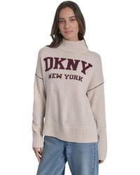 DKNY - Intarsia Logo Turtleneck Sweater - Lyst