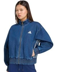 adidas - Stadium Washed Denim Bomber Loose-fit Jacket - Lyst