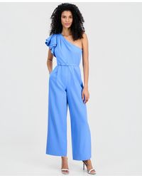 Anne Klein - One-shoulder Ruffle-sleeve Jumpsuit - Lyst