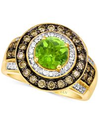 Le Vian - ® Green Apple Peridot (1-1/3 Ct. T.w.) & Diamond (3/4 Ct. T.w.) Halo Ring In 14k Gold - Lyst