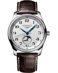 Longines - Swiss Automatic Master Brown Leather Strap Watch 40mm - Lyst