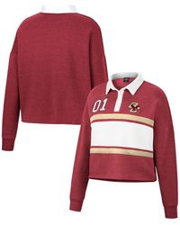 Colosseum Athletics Heather Maroon Boston College Eagles I Love My Job Rugby Long Sleeve Shirt - Red