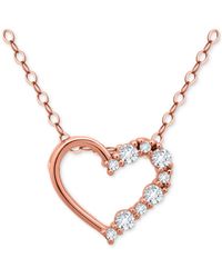 Giani Bernini - Cubic Zirconia Half Heart Pendant Necklace - Lyst