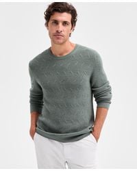 Alfani - Long Sleeve Basket Weave Crewneck Sweater - Lyst