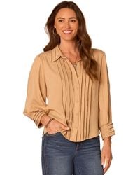 Democracy - 3/4-sleeve Button Down Bubble Hem Blouse - Lyst