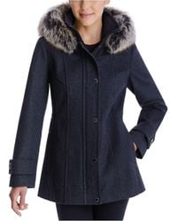 faux fur hooded wool car coat london fog