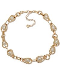 Anne Klein - Gold-tone Link & Imitation Collar Necklace - Lyst